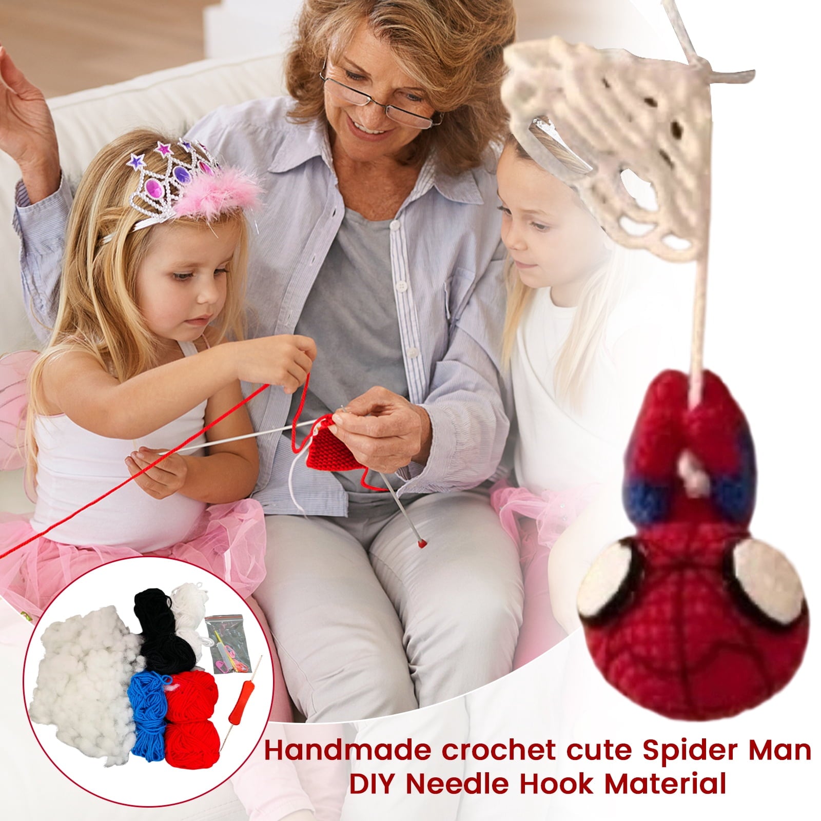 Beginner Superhero Crochet Kit with Video Guide, Handmade Superhero Amigurumi Crochet DIY Kit for Adults, Extra 40% Yarn, Handmade DIY Craft Gift for Knitting Enthusiasts & Superhero Fans