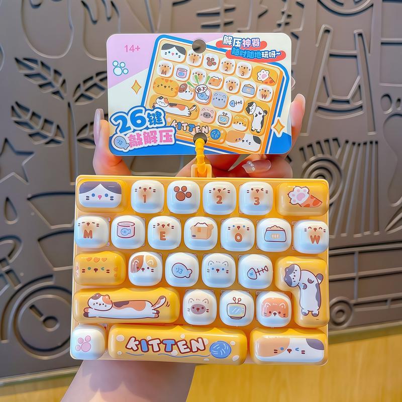 26-Key Mini Fidget Keyboard Toy with Carry Strap for Busy Hands and Everyday Stress Relief – Pocket-Size Clicky Desk Toy, Cute Birthday, Halloween or Christmas Gift for Adults and Kids
