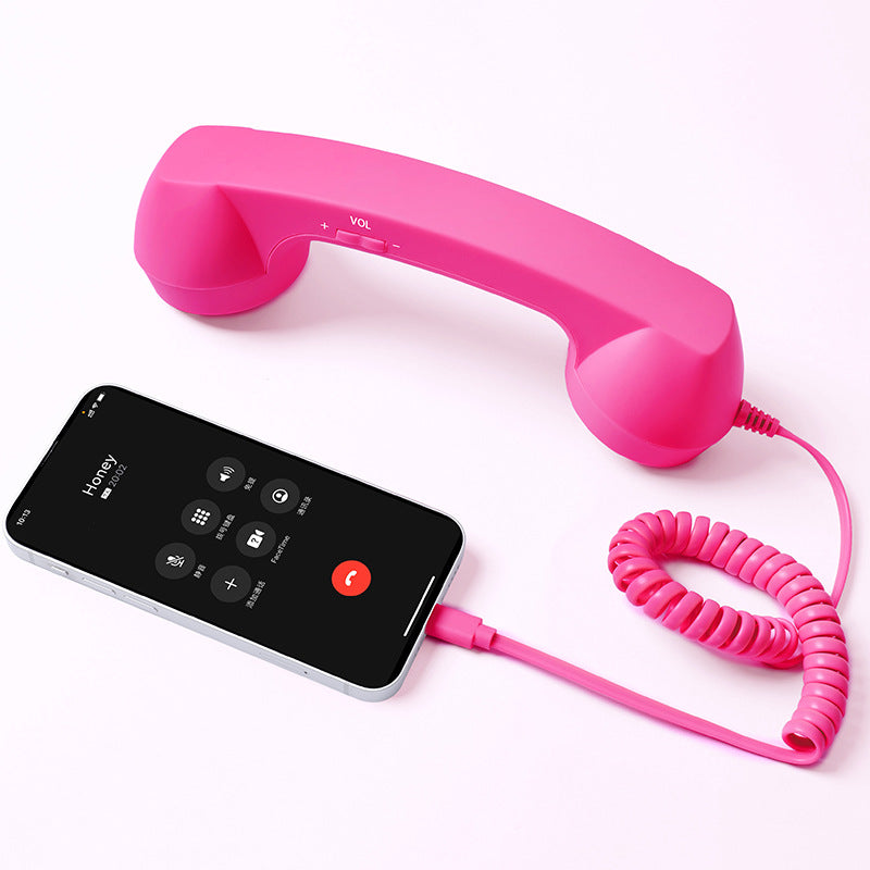 Retro Phone Handset – Type-C / 3.5mm Wired Receiver with Mic & Volume Control