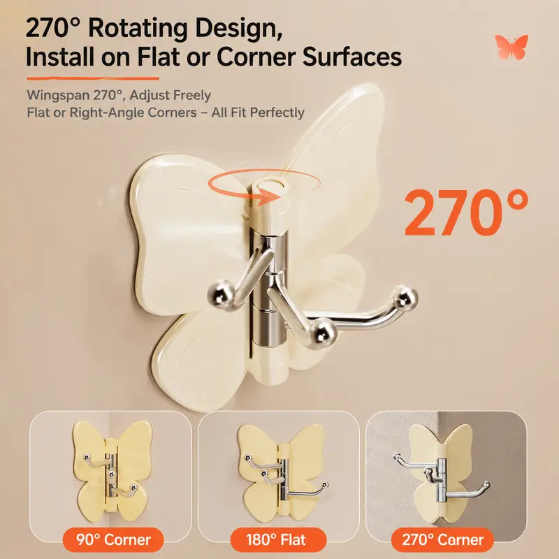 Rotating Butterfly Wall Hook – No-Drill Adhesive Organizer