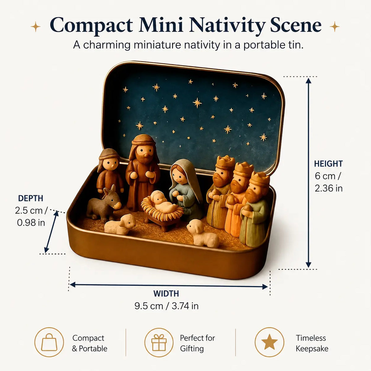 Pocket-Size Mini Nativity Scene Set – Hand-Painted Christmas Figurines with Storage Box