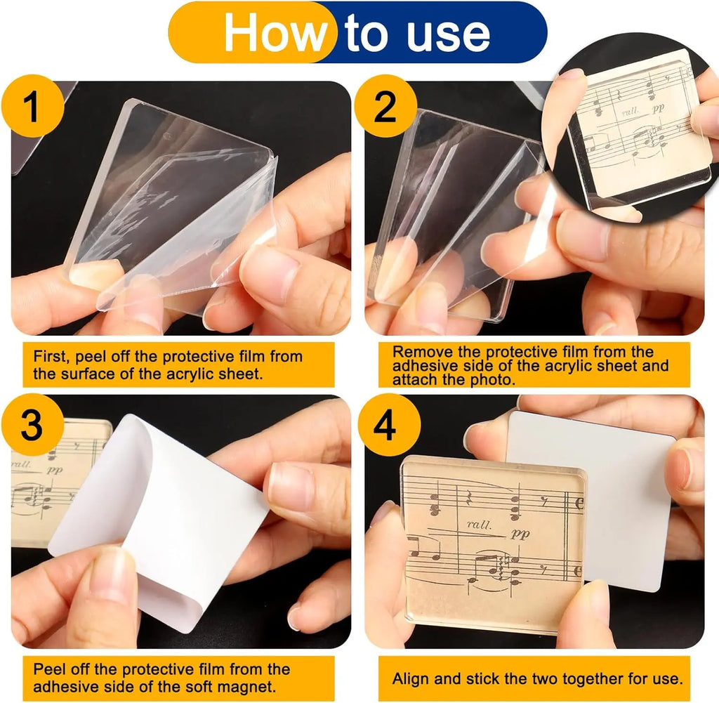 DIY Magnetic Photo Frames – 2" x 2" Clear Acrylic Fridge Magnets