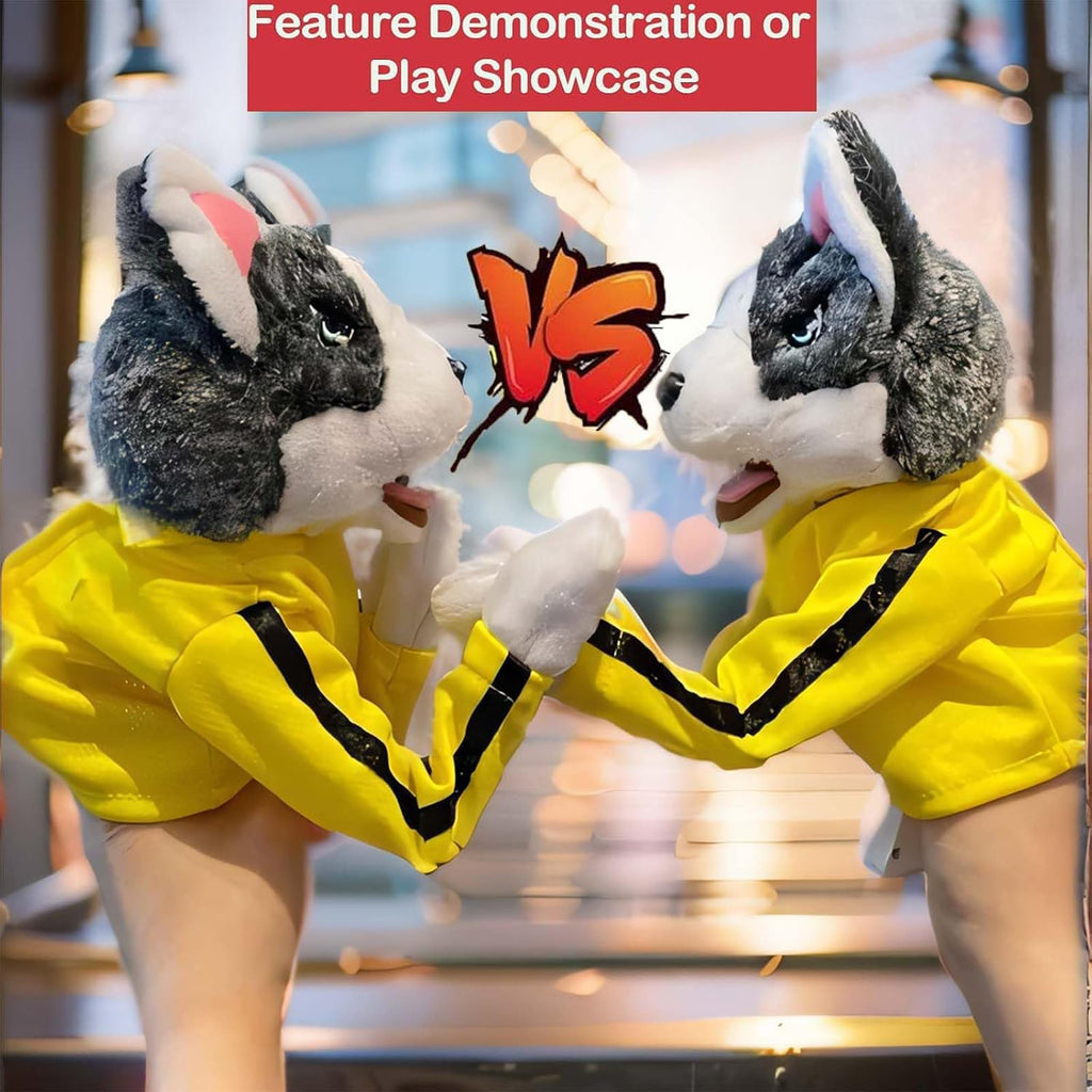 Kung Fu Husky, marioneta de boxeo, marioneta de mano de perro, marionetas de boxeo, guantes de husky de juguete de Kung Fu con sonidos y acción de boxeo, marioneta de boxeo para niños y regalos.