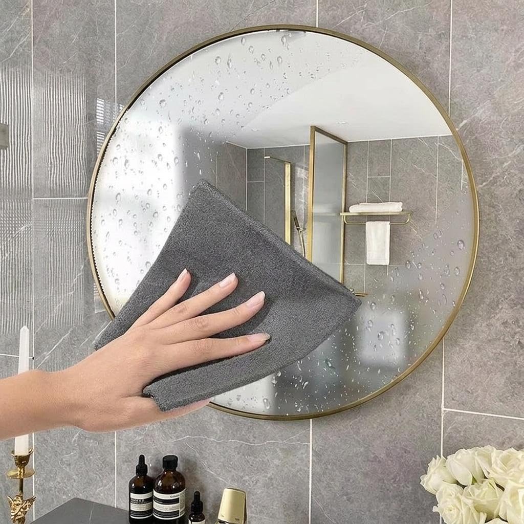 Magic Microfiber Glass Cleaning Cloth, 11.8 × 11.8 in – Reusable Low-Lint Towel for Streak-Reducing Cleaning of Windows, Mirrors, Shower Doors and Car Glass, Gray, 1/3/5-Pack
