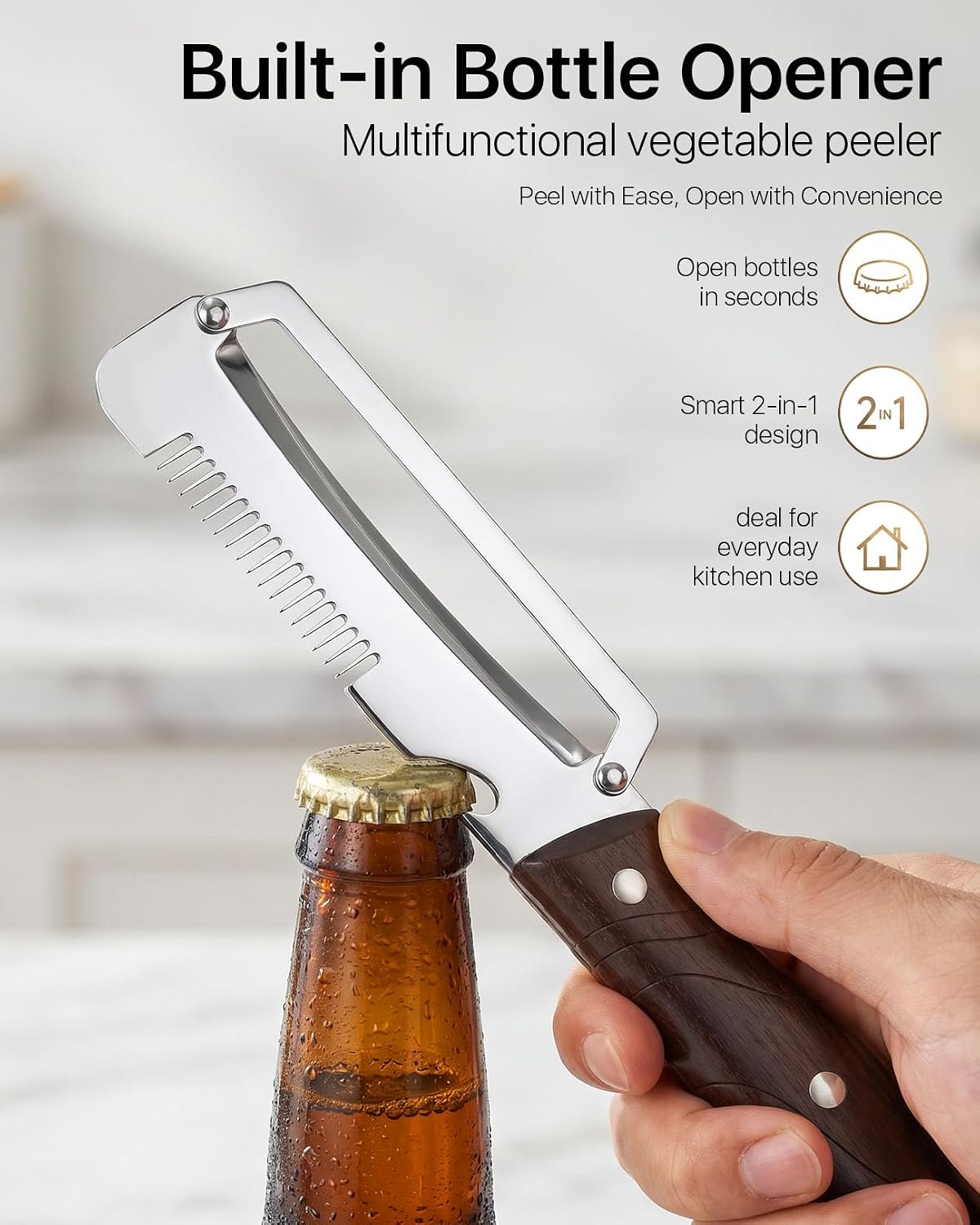 4-in-1 Multifunction Vegetable Peeler – Julienne Cutter, Green-Onion Shredder & Bottle Opener