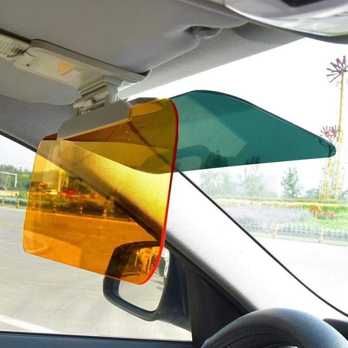 2-in-1 Polarized Car Visor Extender – Dual Flip-Down Sun & Glare Shields for Day and Low-Light Driving