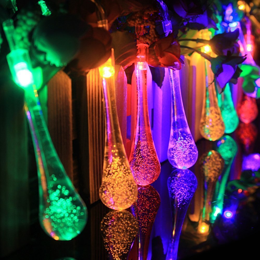 Glowing Teardrop LED String Lights – Solar, USB or Battery-Powered Fairy Lights for Patio, Wedding & Holiday Décor