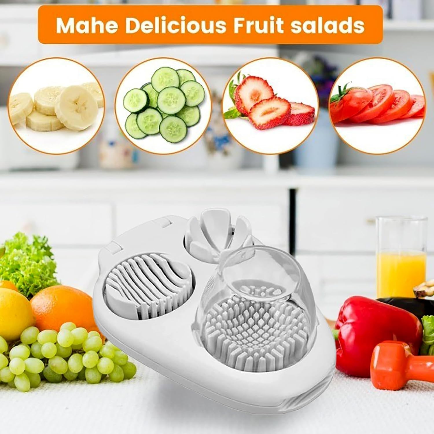 3 in 1 egg slicer for hard boiled eggs heavy duty with Stainless Steel Wires,3 Slice Modes Egg Cutter, Press-type Kitchen Chopper Breaker Tool for Strawberry, Mushroom, Grape, Cherry Tomato