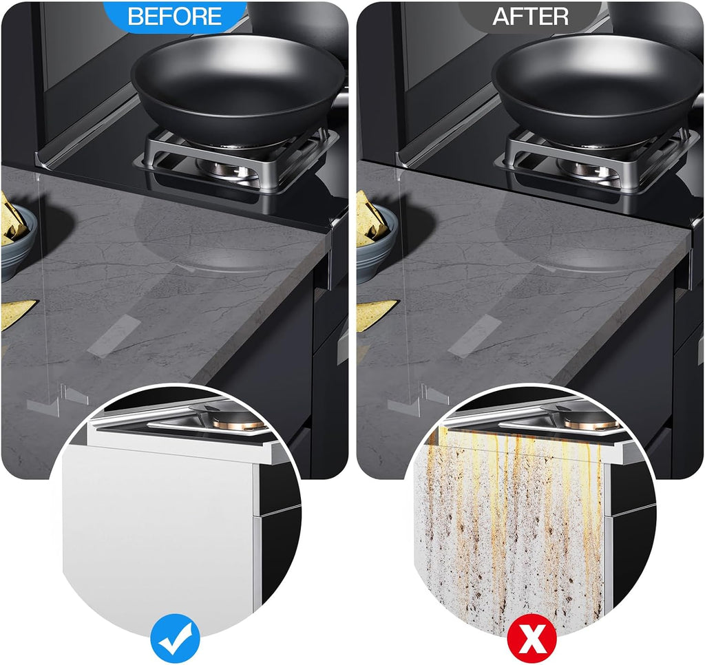 Stainless Steel Stove Gap Covers,Stove Gap Filler,kitchen stove counter gap cover,Easy to Clean Gap Filler,Easy retractable Length 13.8" to 27.6",Black(2PCS)