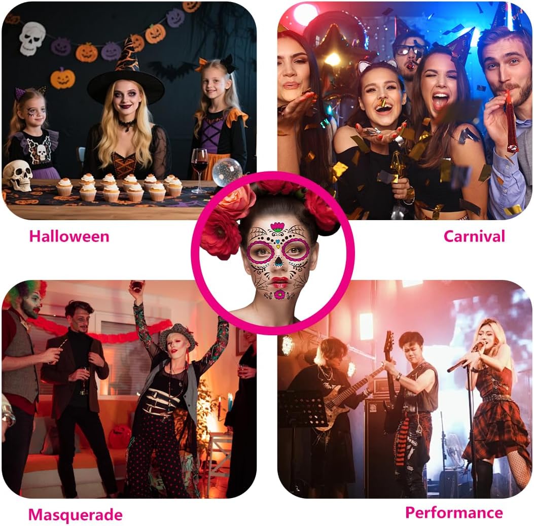 Temporary Face Tattoos for Costumes, Parties, Festivals & Photo Shoots｜One Sheet. A Whole New Character.