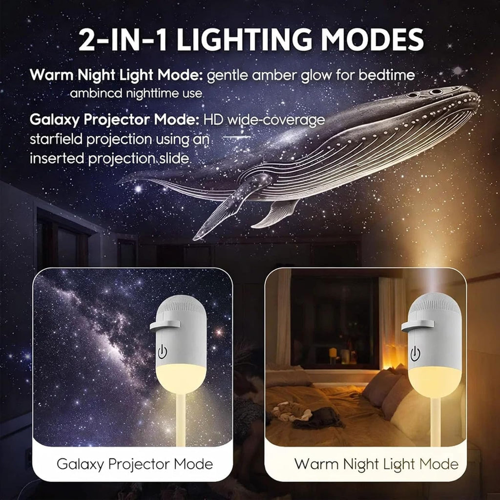 USB Starry Sky Projector Night Light – 3-in-1 / 6-in-1 / 12-in-1 / 24-in-1 Galaxy Light Projector with Replaceable Film Discs for Bedroom & Kids Room Decor