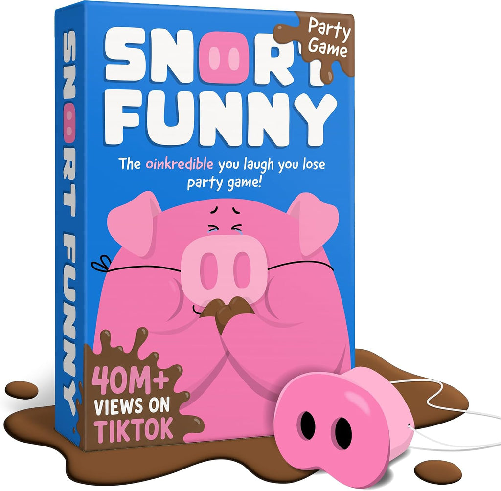 Snort Funny – If You Laugh, You Lose Party Game | 150 Challenge Cards, 5 Pig Snouts & Mud Tokens | Fun Family Game for Kids, Adults, Friends & Game Nights