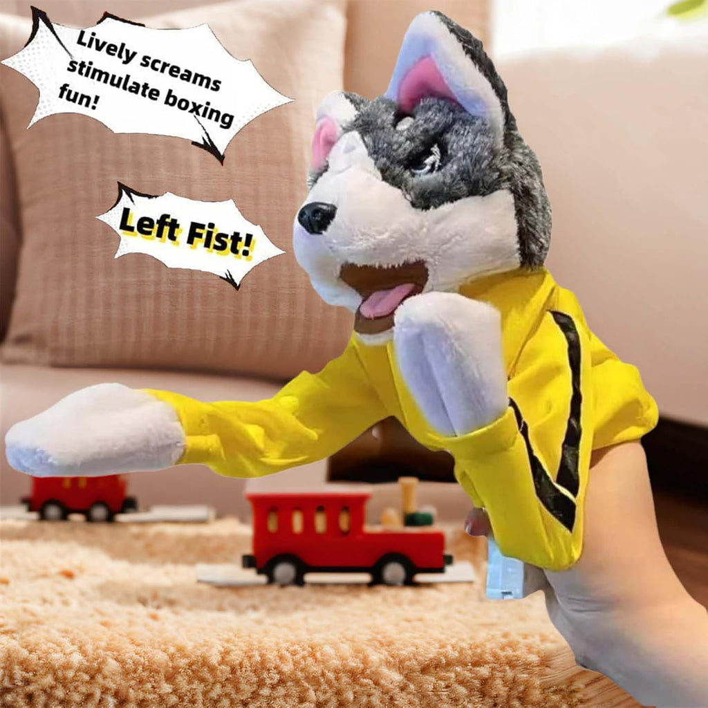 Kung Fu Husky, marioneta de boxeo, marioneta de mano de perro, marionetas de boxeo, guantes de husky de juguete de Kung Fu con sonidos y acción de boxeo, marioneta de boxeo para niños y regalos.