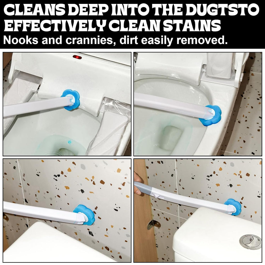 Disposable Toilet Brush Wand with Wall-Mounted Storage & 24 or 48 Blue Replacement Heads｜Clean the Toilet Without Keeping a Dirty Brush