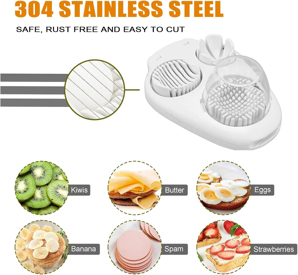 3 in 1 egg slicer for hard boiled eggs heavy duty with Stainless Steel Wires,3 Slice Modes Egg Cutter, Press-type Kitchen Chopper Breaker Tool for Strawberry, Mushroom, Grape, Cherry Tomato
