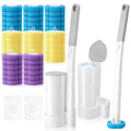 Disposable Toilet Brush Wand with Wall-Mounted Storage & 24 or 48 Blue Replacement Heads｜Clean the Toilet Without Keeping a Dirty Brush