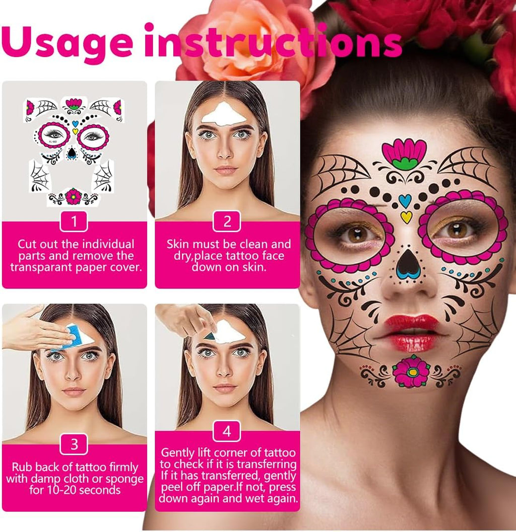 Temporary Face Tattoos for Costumes, Parties, Festivals & Photo Shoots｜One Sheet. A Whole New Character.