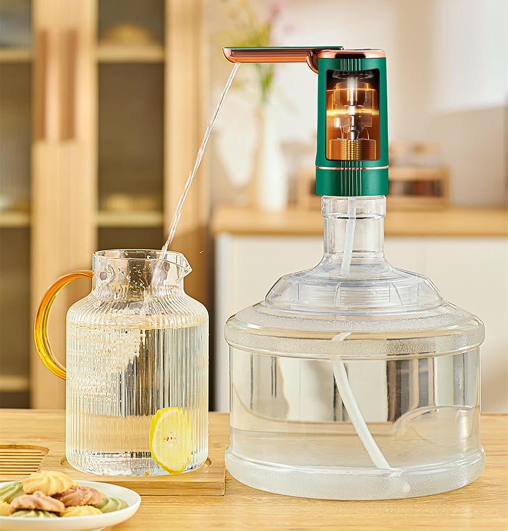 Dispensador de agua plegable de 5 galones, bomba eléctrica para botella de agua con base extraíble para jarra de 1 a 5 galones, dispensador automático de agua para encimera, para caravana, viajes al
