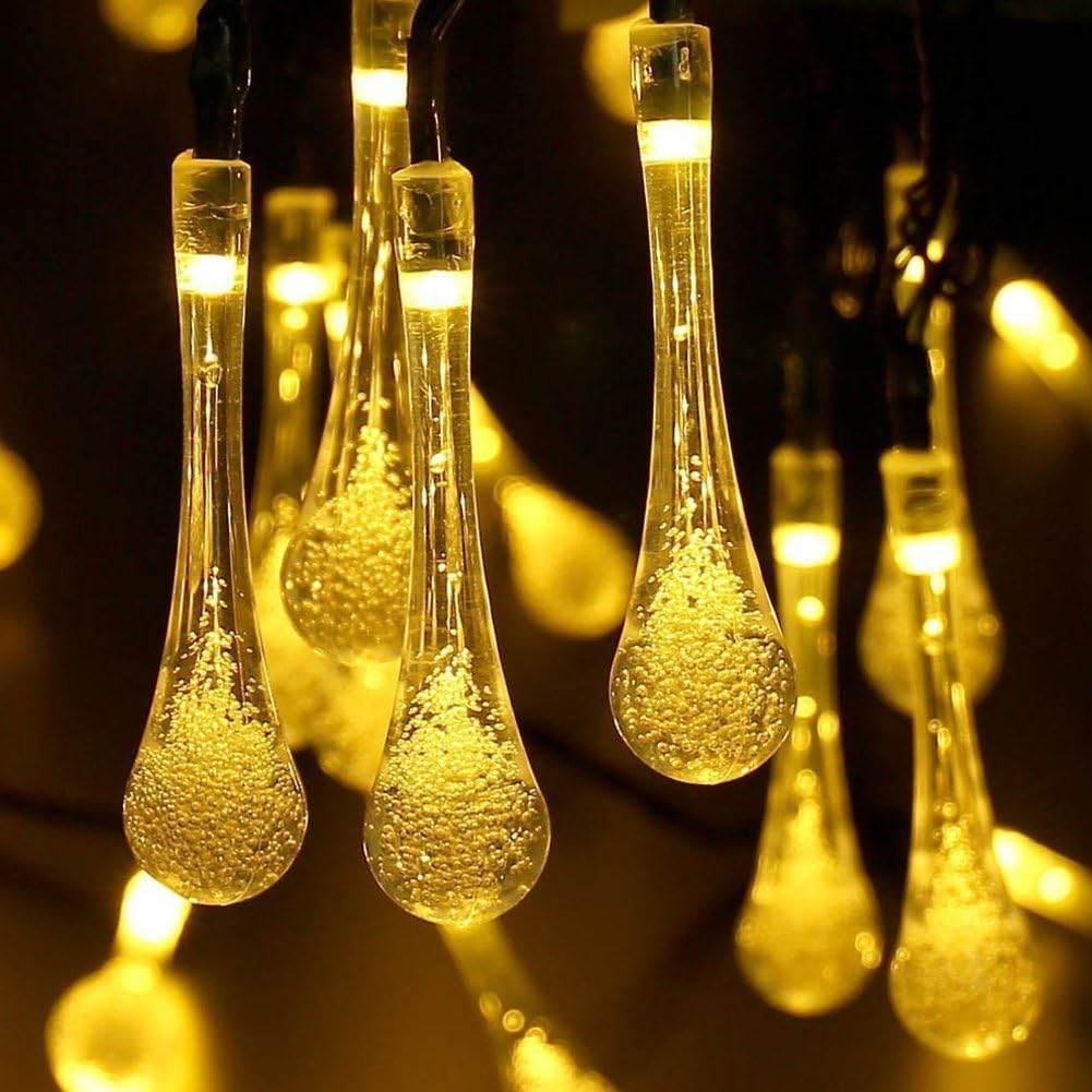 Glowing Teardrop LED String Lights – Solar, USB or Battery-Powered Fairy Lights for Patio, Wedding & Holiday Décor