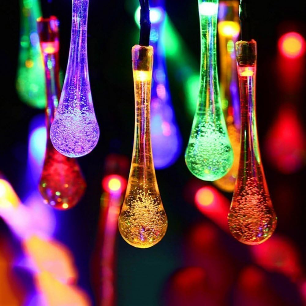 Glowing Teardrop LED String Lights – Solar, USB or Battery-Powered Fairy Lights for Patio, Wedding & Holiday Décor