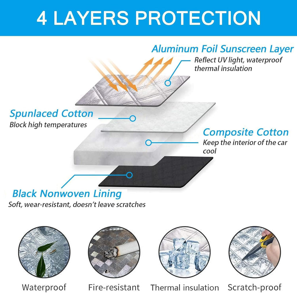 All-Season Magnetic Windshield Cover – 3-Layer Sun, Snow, Frost & Ice Shield for Sedans and SUVs