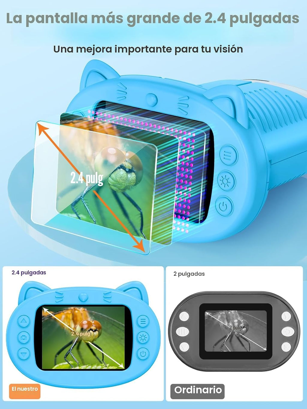 Microscopio para niños, microscopio digital de 2.4 pulgadas con aumento de 1000X, cámara de mano, mini lupa de bolsillo, juguetes educativos de regalos de cumpleaños de Navidad para mayores de 3
