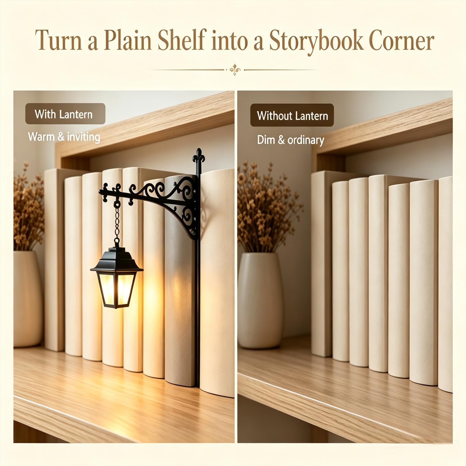 Library Lantern-Decorative Bookshelf Lighting, Reading Book Shelf Lights for Bookworms, Antique Led Books Nook Lamp Ornament for Study Reading Corner Home Library, Unique Gift for Book Lovers(3Pcs)