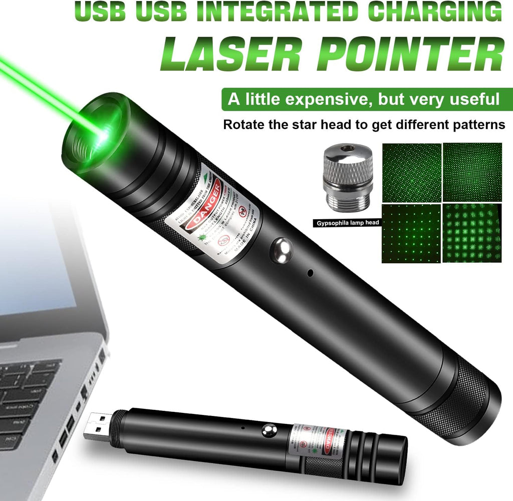 LUEIIN Green Laser Pointer for Presentations – Bright Green Laser Beam, USB Rechargeable, Lightweight Presenter Clicker for Teaching, Meetings & Conferences