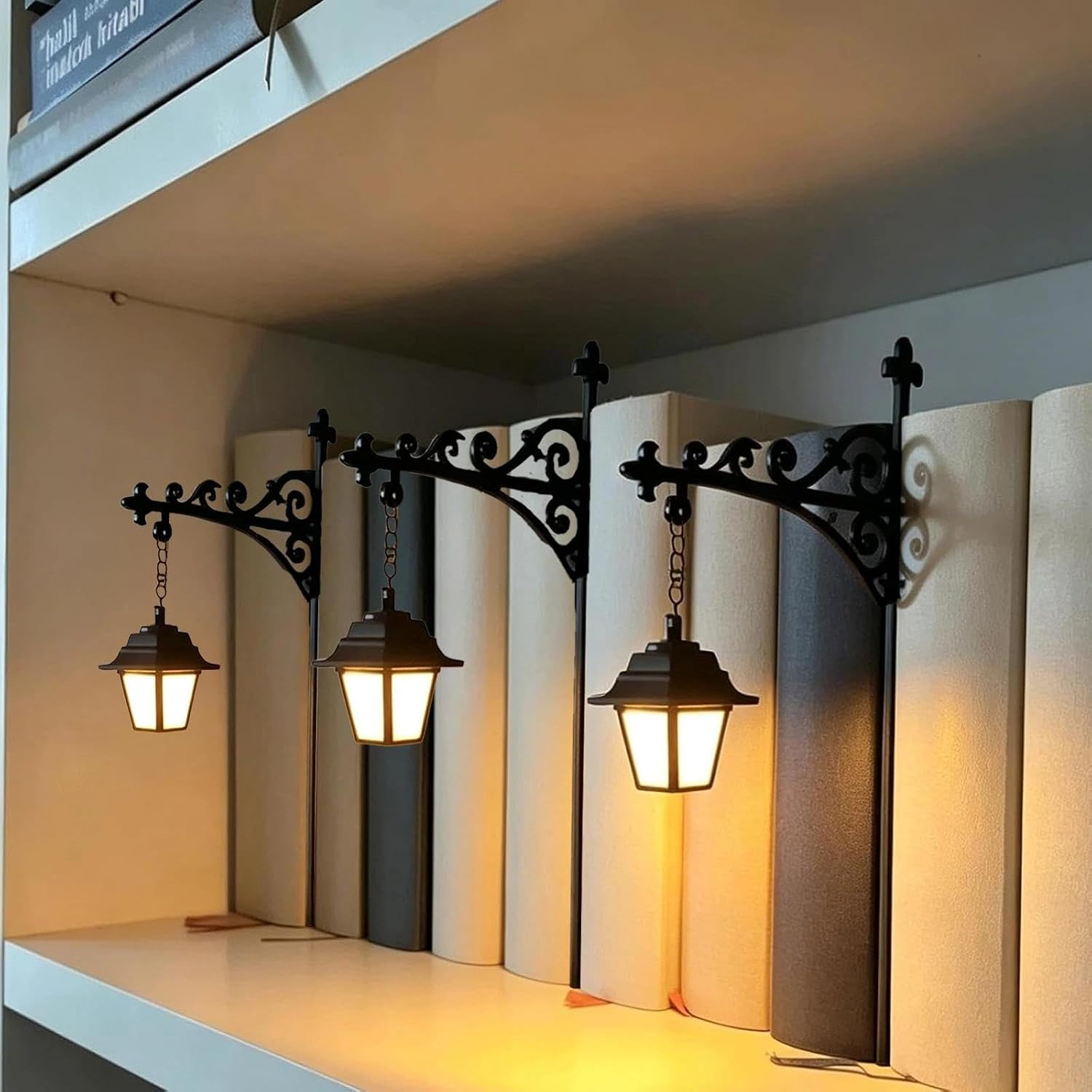 Library Lantern-Decorative Bookshelf Lighting, Reading Book Shelf Lights for Bookworms, Antique Led Books Nook Lamp Ornament for Study Reading Corner Home Library, Unique Gift for Book Lovers(3Pcs)