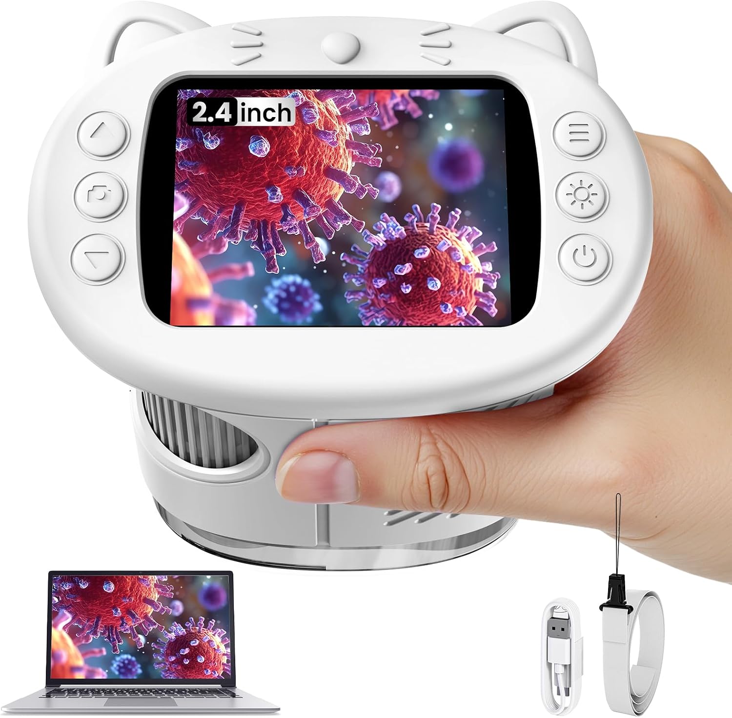 Microscopio para niños, microscopio digital de 2.4 pulgadas con aumento de 1000X, cámara de mano, mini lupa de bolsillo, juguetes educativos de regalos de cumpleaños de Navidad para mayores de 3