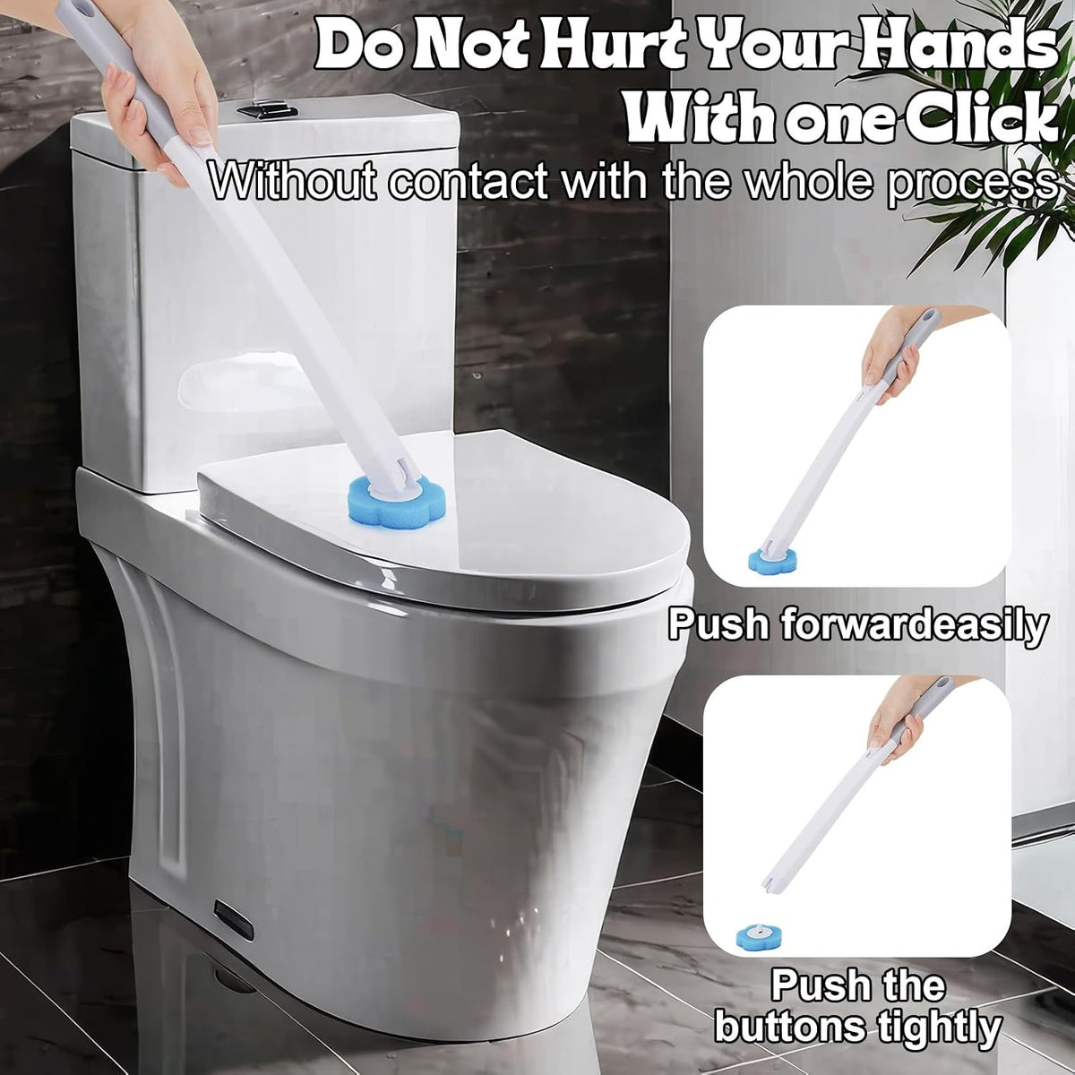 Disposable Toilet Brush Wand with Wall-Mounted Storage & 24 or 48 Blue Replacement Heads｜Clean the Toilet Without Keeping a Dirty Brush