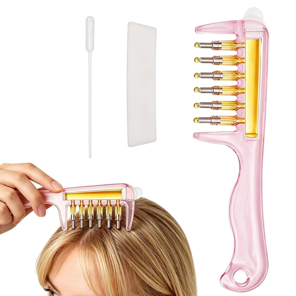 Refillable Scalp Serum Applicator Comb – Multi-Roller Hair Oil Dispenser for Precise Root & Scalp Care