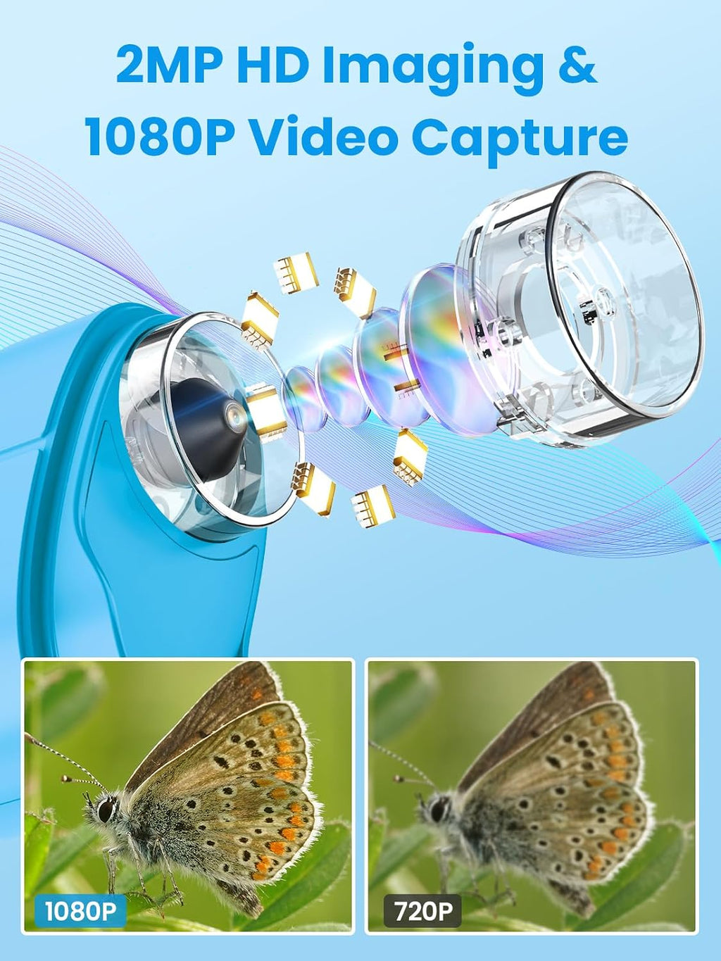 Microscopio para niños, microscopio digital de 2.4 pulgadas con aumento de 1000X, cámara de mano, mini lupa de bolsillo, juguetes educativos de regalos de cumpleaños de Navidad para mayores de 3