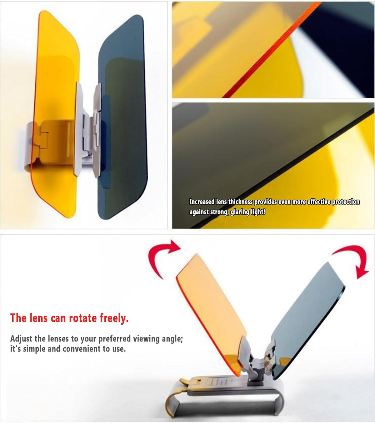 2-in-1 Polarized Car Visor Extender – Dual Flip-Down Sun & Glare Shields for Day and Low-Light Driving