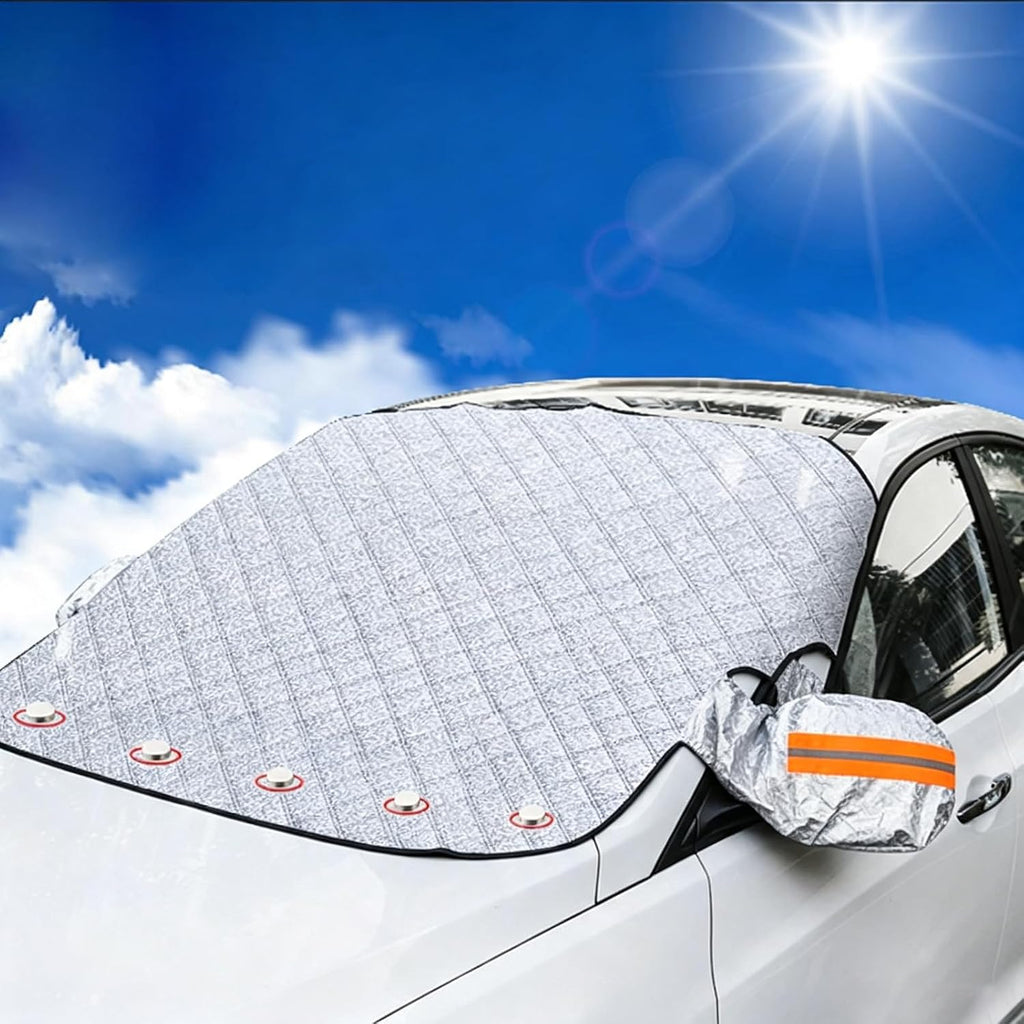 All-Season Magnetic Windshield Cover – 3-Layer Sun, Snow, Frost & Ice Shield for Sedans and SUVs