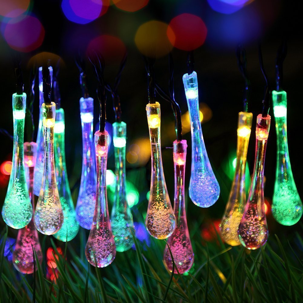Glowing Teardrop LED String Lights – Solar, USB or Battery-Powered Fairy Lights for Patio, Wedding & Holiday Décor