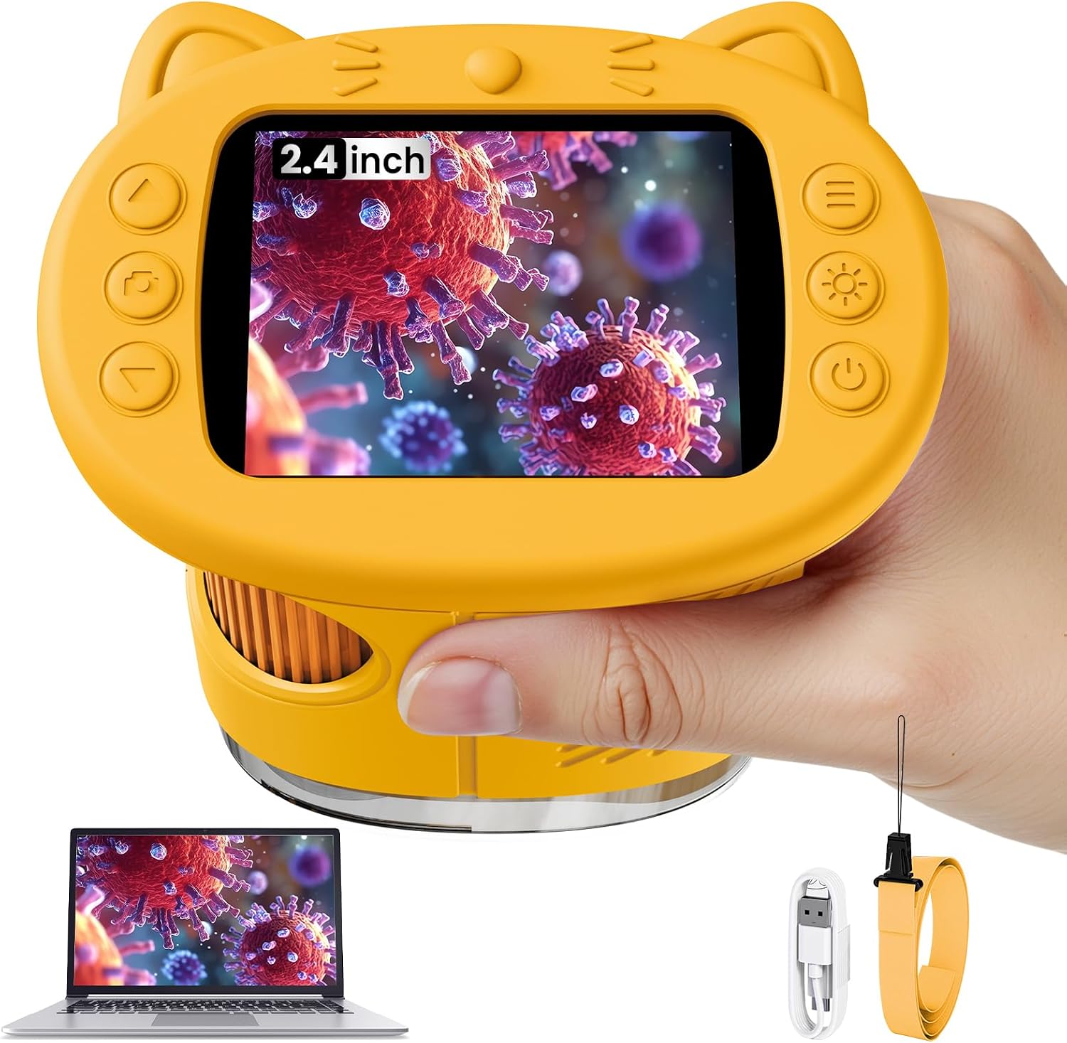 Microscopio para niños, microscopio digital de 2.4 pulgadas con aumento de 1000X, cámara de mano, mini lupa de bolsillo, juguetes educativos de regalos de cumpleaños de Navidad para mayores de 3