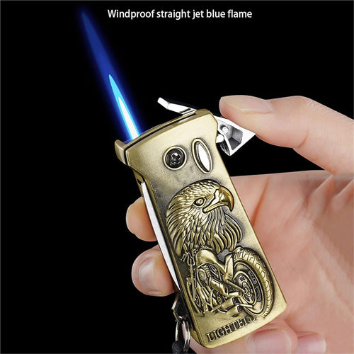 2-in-1 Windproof Jet Lighter & Beer Opener – Creative Metal Outdoor Camping Tool with Lanyard