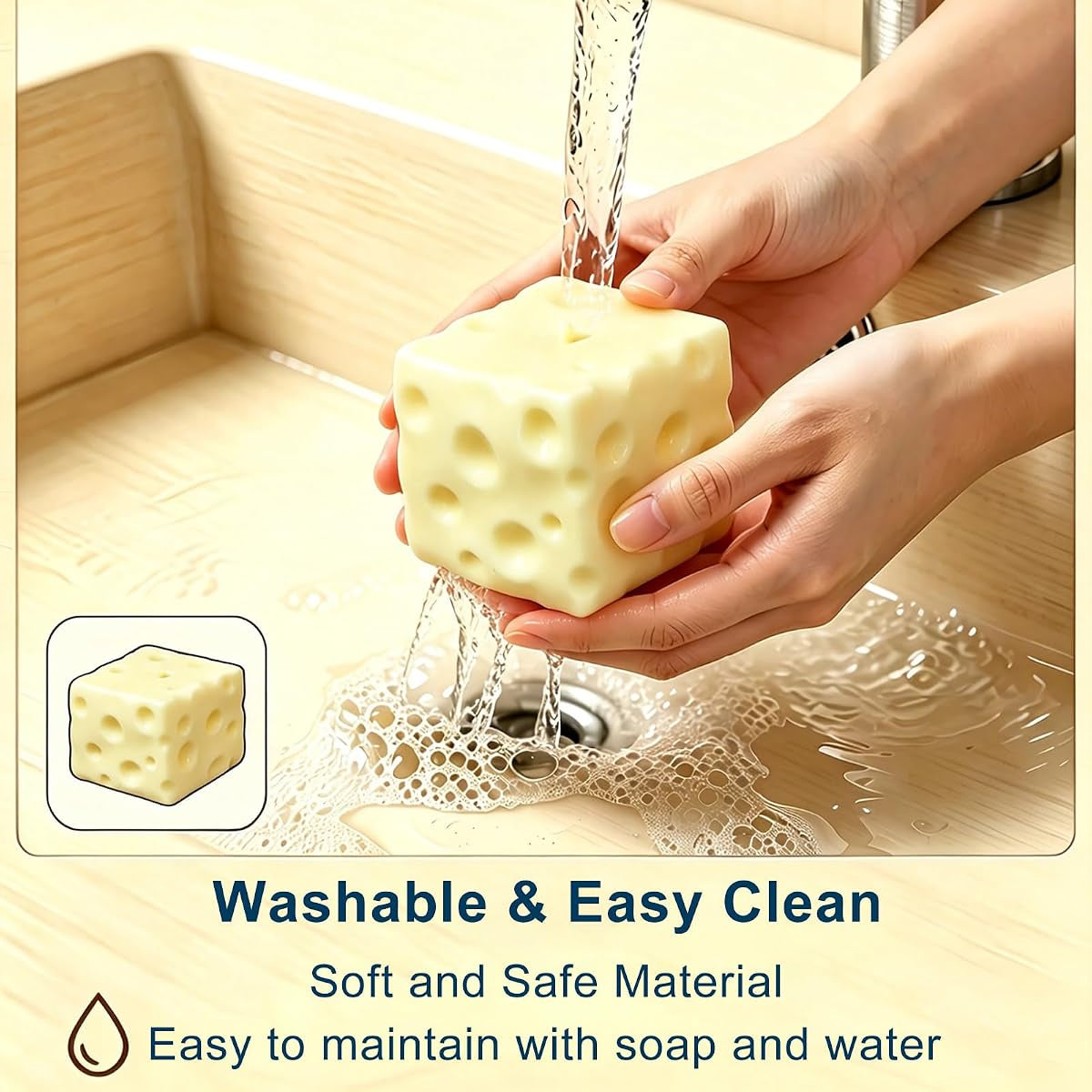Cheese Squishy Stress Toy – Ultra Soft Gel-Filled Squeeze Fidget Toy