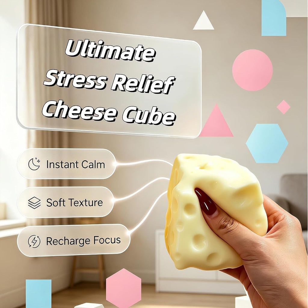 Cheese Squishy Stress Toy – Ultra Soft Gel-Filled Squeeze Fidget Toy
