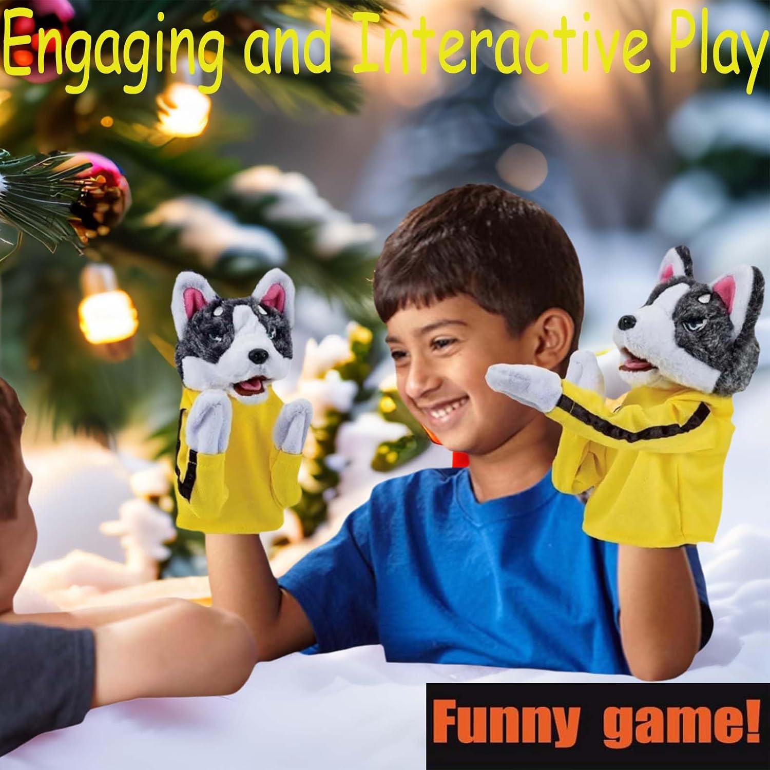 Kung Fu Husky, marioneta de boxeo, marioneta de mano de perro, marionetas de boxeo, guantes de husky de juguete de Kung Fu con sonidos y acción de boxeo, marioneta de boxeo para niños y regalos.