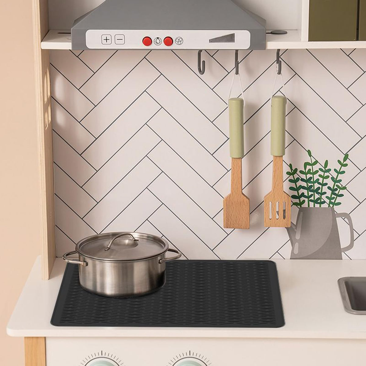 Stop Wet, Cluttered Countertops – Extra-Large Silicone Dish Drying Mat｜Raised Drainage Ridges, Non-Slip Flexible Design for Dishes, Cookware, Coffee Stations & More