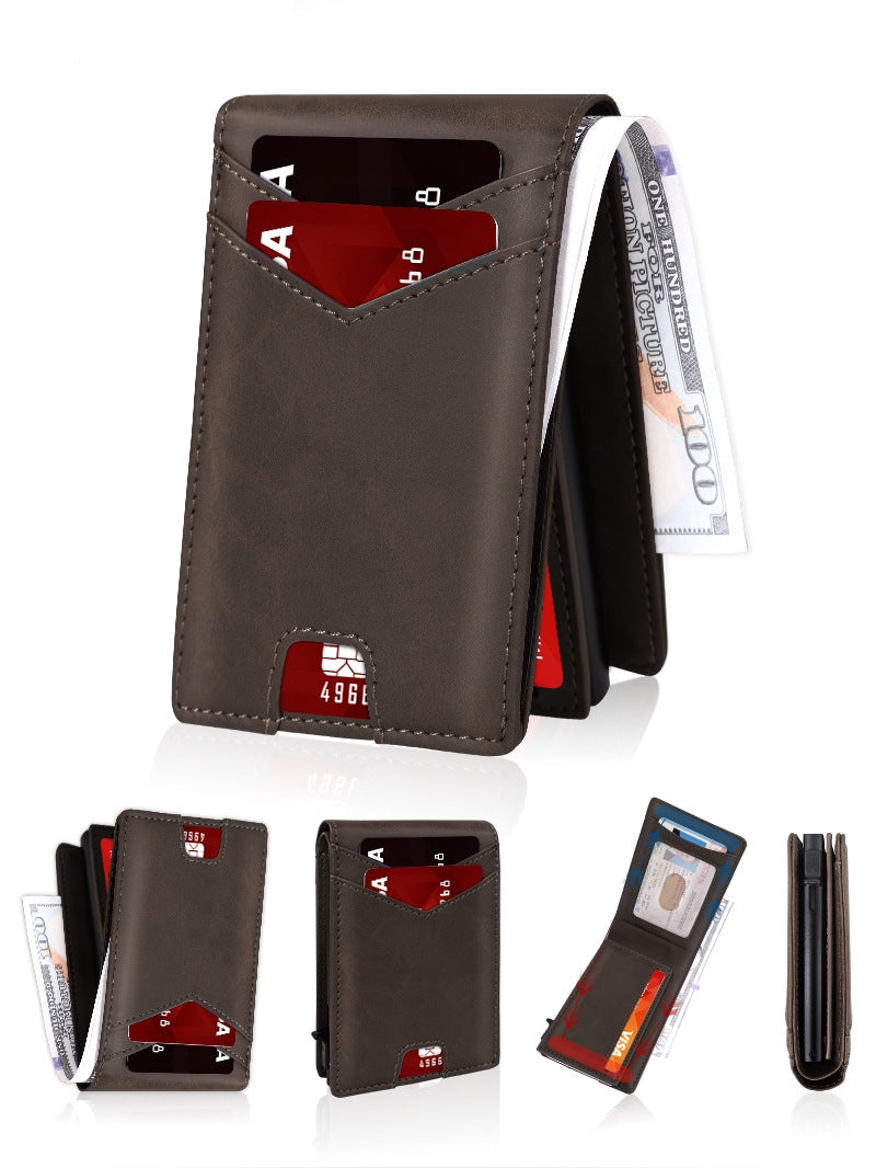 RFID-Blocking Pop-Up Wallet – Compact Aluminum Card Holder with Quick-Access Trigger, Cash Storage and Exterior Card Slots