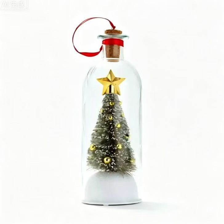 Recordable Christmas Message in a Bottle – Glass Holiday Keepsake with Mini Tree, Rose or Snowman