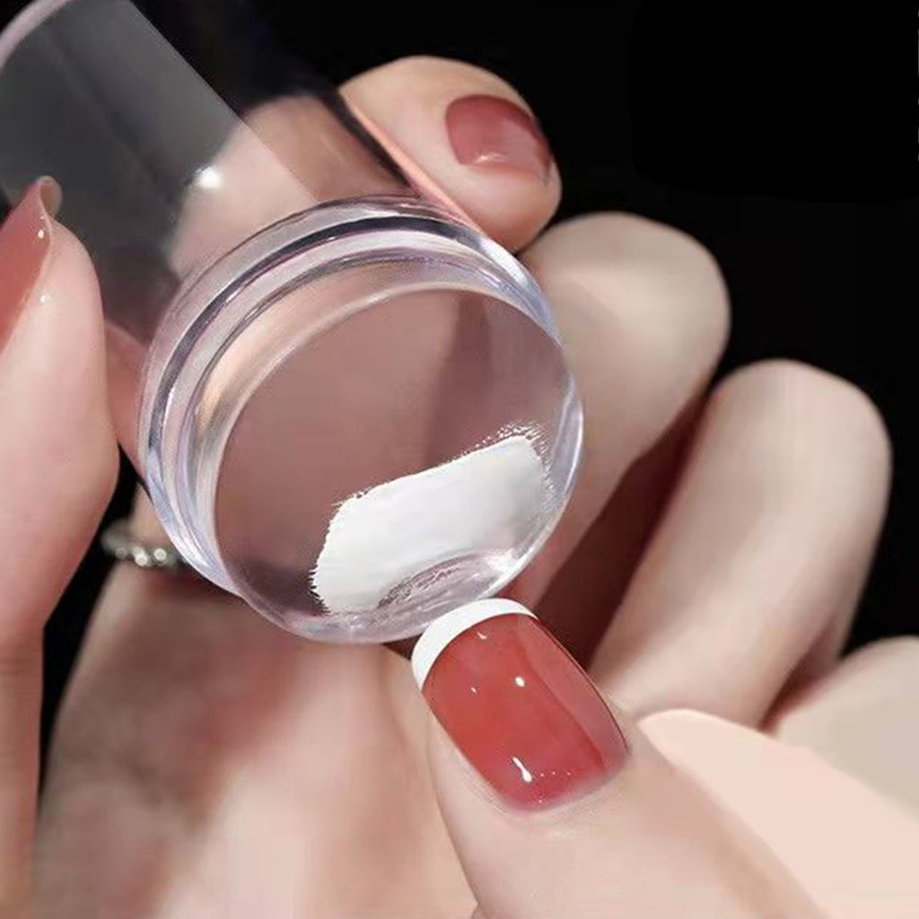 French Tip Nail Stamp - Clear Silicone Reusable Nail Art Stamper for DIY Manicure