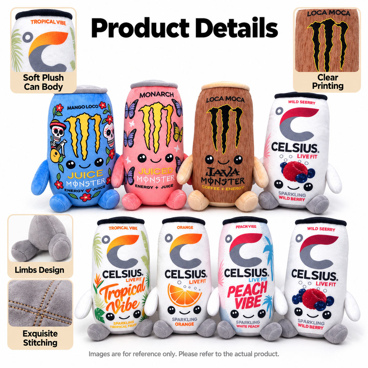 Energy Can Buddy Plush – 8.7" Funny Cartoon Desk Plush with Arms & Feet