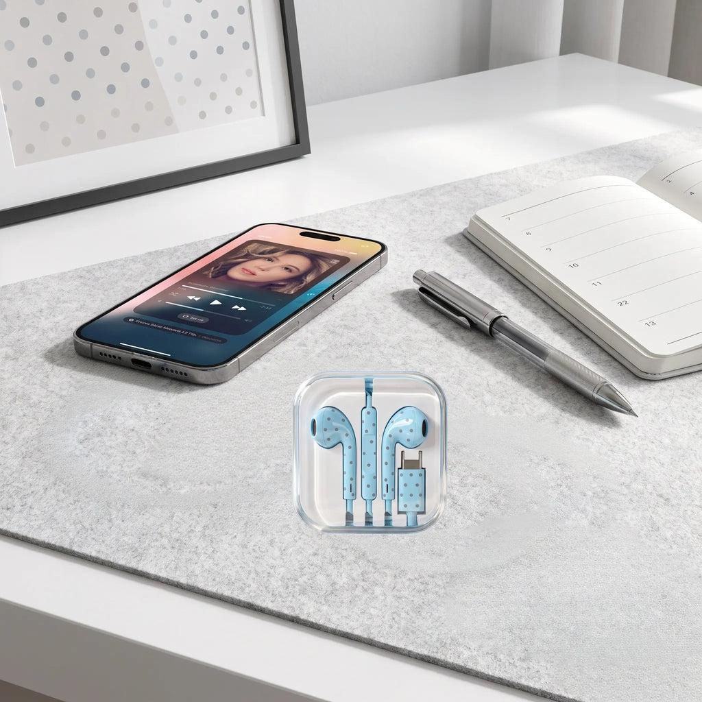 USB-C Wired Earbuds with Mic – Braided Cable & Built-In DAC
