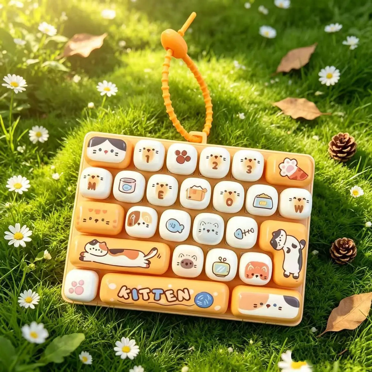 26-Key Mini Fidget Keyboard Keychain – Portable Press Toy & Backpack Accessory