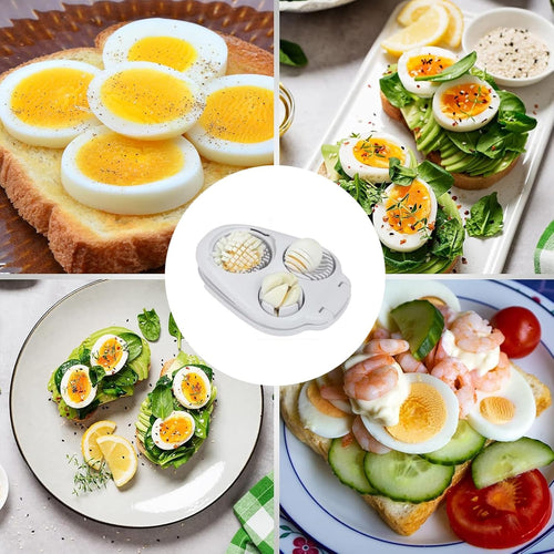 3 in 1 egg slicer for hard boiled eggs heavy duty with Stainless Steel Wires,3 Slice Modes Egg Cutter, Press-type Kitchen Chopper Breaker Tool for Strawberry, Mushroom, Grape, Cherry Tomato
