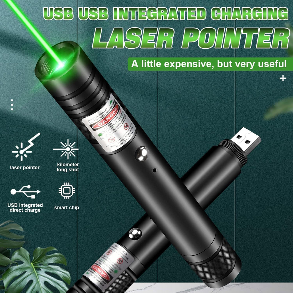 LUEIIN Green Laser Pointer for Presentations – Bright Green Laser Beam, USB Rechargeable, Lightweight Presenter Clicker for Teaching, Meetings & Conferences